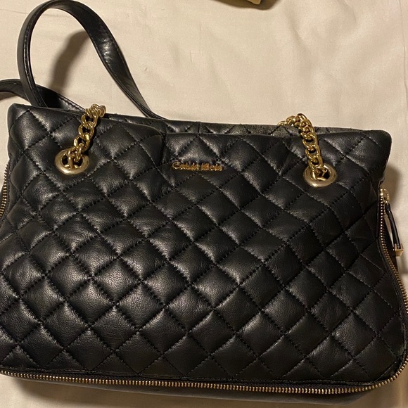 Calvin Klein Handbags - Calvin Klein Quilted Black Shoulder Bag with Gold Chain